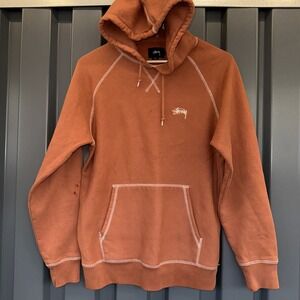 Stüssy Designs Men's Orange Pullover Hoodie Size Small